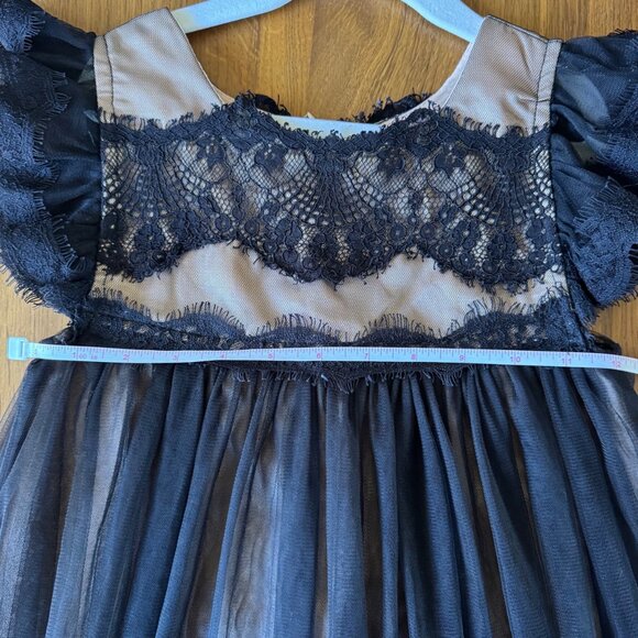 TRISH SCULLY Adriana Dress Girls 8 Black Lace Gown Elegant Formal Babydoll Tea - Picture 7 of 9